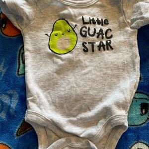 Koala Kids Gray and Green Avocado One Piece Bodysuit